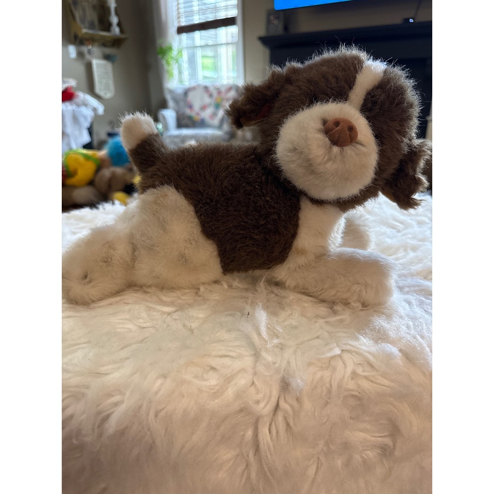 Vintage 1990 Dakin Brown White‎ Spotted Puppy Dog Plush Stuffed Animal 10 Inch